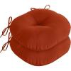 imagedownluxe Bistro Chair Cushions for Patio Furniture WaterResistant Round Outdoor Chair Cushions Set of 2 with NonSlip Ties 15quot x 15quot BlackBrick Red