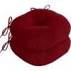 imagedownluxe Bistro Chair Cushions for Patio Furniture WaterResistant Round Outdoor Chair Cushions Set of 2 with NonSlip Ties 15quot x 15quot BlackBurgundy