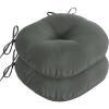 imagedownluxe Bistro Chair Cushions for Patio Furniture WaterResistant Round Outdoor Chair Cushions Set of 2 with NonSlip Ties 15quot x 15quot BlackDark Grey