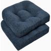 imagedownluxe Chair Cushions for Dining Chairs 4 Pack Tufted Indoor Chair Pads with NonSlip Bottom UShaped Kitchen Chair Cushions 17quotx17quotx4quot KhakiNavy