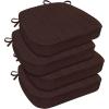 imagedownluxe Chair Cushions for Dining Chairs Waterproof Kitchen Chair Pads NonSlip Dining Seat Cushion with Ties 17quot x 16quot x 25quot Burgundy 4 PackBrown