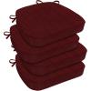 imagedownluxe Chair Cushions for Dining Chairs Waterproof Kitchen Chair Pads NonSlip Dining Seat Cushion with Ties 17quot x 16quot x 25quot Burgundy 4 PackBurgundy