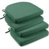 imagedownluxe Indoor Chair Cushions for Dining Chairs Soft and Comfortable Textured Foam Kitchen Chair Pads with Ties and NonSlip Backing 16quot x 16quot x 2quot Dark Grey 4 PackDark Green