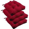 imagedownluxe Indoor Chair Cushions for Dining Chairs Tufted Overstuffed Textured Foam Kitchen Chair Pads with Ties and NonSlip Backing 155quot x 155quot x 4quot Dark Grey 4 PackRed