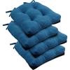 imagedownluxe Indoor Chair Cushions for Dining Chairs Tufted Overstuffed Textured Foam Kitchen Chair Pads with Ties and NonSlip Backing 155quot x 155quot x 4quot Dark Grey 4 PackTurquoize