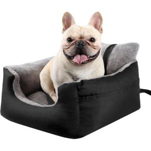 imageDownluxe Dog Car Seat  Detachable ampamp Machine Washable Booster Seat with Pockets Waterproof Travel Bed for Small Dogs Up to 25lbs Dark Grey