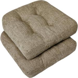 imagedownluxe Chair Cushions for Dining Chairs 4 Pack Tufted Indoor Chair Pads with NonSlip Bottom UShaped Kitchen Chair Cushions 17quotx17quotx4quot KhakiKhaki