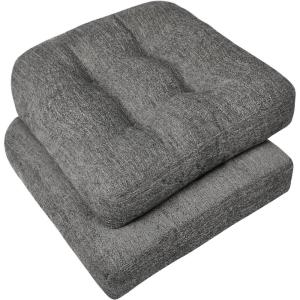 imagedownluxe Chair Cushions for Dining Chairs 4 Pack Tufted Indoor Chair Pads with NonSlip Bottom UShaped Kitchen Chair Cushions 17quotx17quotx4quot KhakiDark Grey