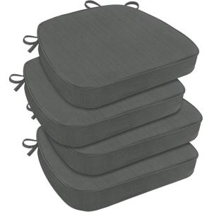 imagedownluxe Chair Cushions for Dining Chairs Waterproof Kitchen Chair Pads NonSlip Dining Seat Cushion with Ties 17quot x 16quot x 25quot Burgundy 4 PackDark Grey
