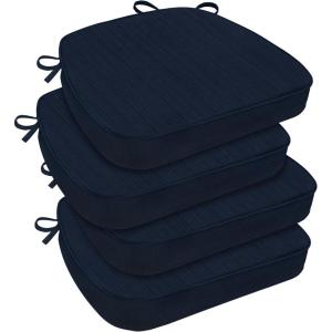 imagedownluxe Chair Cushions for Dining Chairs Waterproof Kitchen Chair Pads NonSlip Dining Seat Cushion with Ties 17quot x 16quot x 25quot Burgundy 4 PackNavy