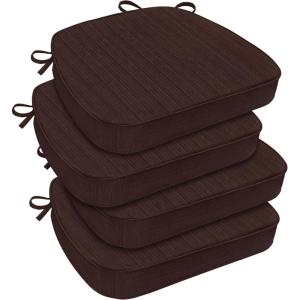 imagedownluxe Chair Cushions for Dining Chairs Waterproof Kitchen Chair Pads NonSlip Dining Seat Cushion with Ties 17quot x 16quot x 25quot Burgundy 4 PackBrown