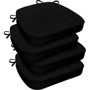 imagedownluxe Chair Cushions for Dining Chairs Waterproof Kitchen Chair Pads NonSlip Dining Seat Cushion with Ties 17quot x 16quot x 25quot Burgundy 4 PackBlack