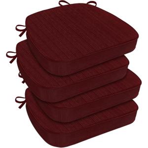 imagedownluxe Chair Cushions for Dining Chairs Waterproof Kitchen Chair Pads NonSlip Dining Seat Cushion with Ties 17quot x 16quot x 25quot Burgundy 4 PackBurgundy