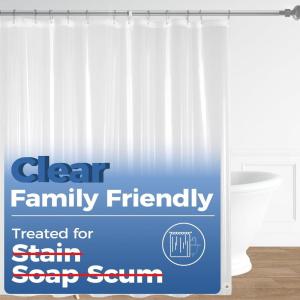 imagedownluxe Clear Shower Curtain Liner PEVA Lightweight Plastic Shower Liner with 3 Magnets 72quot x 72quot Waterproof Bathroom Curtain1 Clearlight