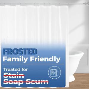imagedownluxe Clear Shower Curtain Liner PEVA Lightweight Plastic Shower Liner with 3 Magnets 72quot x 72quot Waterproof Bathroom Curtain6frostedlight Weighteva