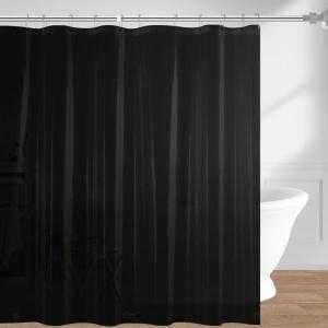 imagedownluxe Clear Shower Curtain Liner PEVA Lightweight Plastic Shower Liner with 3 Magnets 72quot x 72quot Waterproof Bathroom CurtainBlack