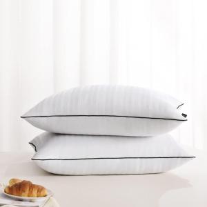 imagedownluxe Down Alternative Pillows King Size Set of 2  Hotel Collection Soft Bed Pillows for Sleeping Perfect for Side Back and Stomach Sleepers 20 X 36Vertical Stripes