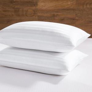imagedownluxe Goose Feather and Down Pillows  Hotel Collection Feather Pillows Set of 2 for Back Stomach or Side Sleepers Queen Size 20quotx28quotClassic Horizontal Stripes