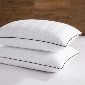 imagedownluxe Goose Feather and Down Pillows  Hotel Collection Feather Pillows Set of 2 for Back Stomach or Side Sleepers Queen Size 20quotx28quotClassic Vertical Stripes