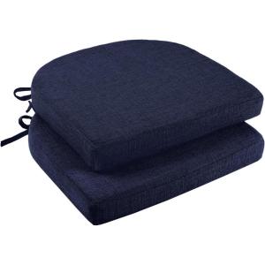 imagedownluxe Indoor Chair Cushions for Dining Chairs Soft and Comfortable Textured Foam Kitchen Chair Pads with Ties and NonSlip Backing 16quot x 16quot x 2quot Dark Grey 4 PackNavy