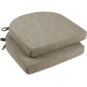 imagedownluxe Indoor Chair Cushions for Dining Chairs Soft and Comfortable Textured Foam Kitchen Chair Pads with Ties and NonSlip Backing 16quot x 16quot x 2quot Dark Grey 4 PackKhaki