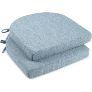 imagedownluxe Indoor Chair Cushions for Dining Chairs Soft and Comfortable Textured Foam Kitchen Chair Pads with Ties and NonSlip Backing 16quot x 16quot x 2quot Dark Grey 4 PackLight Blue