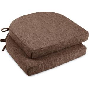 imagedownluxe Indoor Chair Cushions for Dining Chairs Soft and Comfortable Textured Foam Kitchen Chair Pads with Ties and NonSlip Backing 16quot x 16quot x 2quot Dark Grey 4 PackBrown