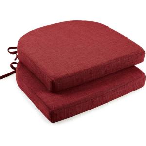imagedownluxe Indoor Chair Cushions for Dining Chairs Soft and Comfortable Textured Foam Kitchen Chair Pads with Ties and NonSlip Backing 16quot x 16quot x 2quot Dark Grey 4 PackRed