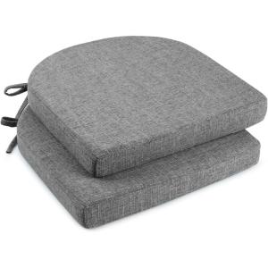 imagedownluxe Indoor Chair Cushions for Dining Chairs Soft and Comfortable Textured Foam Kitchen Chair Pads with Ties and NonSlip Backing 16quot x 16quot x 2quot Dark Grey 4 PackDark Grey