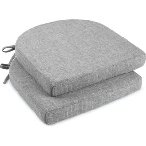 imagedownluxe Indoor Chair Cushions for Dining Chairs Soft and Comfortable Textured Foam Kitchen Chair Pads with Ties and NonSlip Backing 16quot x 16quot x 2quot Dark Grey 4 PackLight Grey