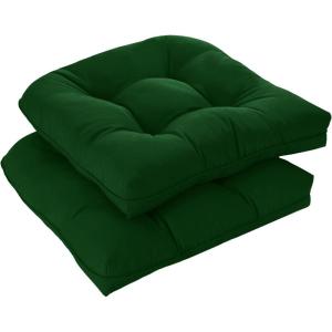 imagedownluxe Outdoor Chair Cushions Set of 2 for Patio Furniture Waterproof Tufted Overstuffed Patio Furniture Cushions Memory Foam Outdoor Seat Cushion 19quot X 19quot X 5quot KhakiForest Green