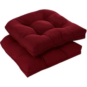 imagedownluxe Outdoor Chair Cushions Set of 2 for Patio Furniture Waterproof Tufted Overstuffed Patio Furniture Cushions Memory Foam Outdoor Seat Cushion 19quot X 19quot X 5quot KhakiBurgundy
