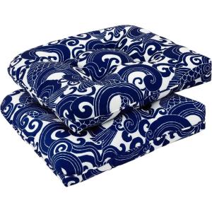 imagedownluxe Outdoor Chair Cushions Set of 2 for Patio Furniture Waterproof Tufted Overstuffed Patio Furniture Cushions Memory Foam Outdoor Seat Cushion 19quot X 19quot X 5quot KhakiBlue Carp