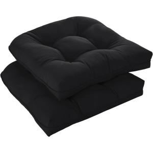 imagedownluxe Outdoor Chair Cushions Set of 2 for Patio Furniture Waterproof Tufted Overstuffed Patio Furniture Cushions Memory Foam Outdoor Seat Cushion 19quot X 19quot X 5quot KhakiBlack