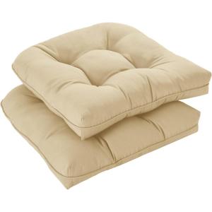 imagedownluxe Outdoor Chair Cushions Set of 2 for Patio Furniture Waterproof Tufted Overstuffed Patio Furniture Cushions Memory Foam Outdoor Seat Cushion 19quot X 19quot X 5quot KhakiKhaki