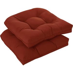 imagedownluxe Outdoor Chair Cushions Set of 2 for Patio Furniture Waterproof Tufted Overstuffed Patio Furniture Cushions Memory Foam Outdoor Seat Cushion 19quot X 19quot X 5quot KhakiBrick Red