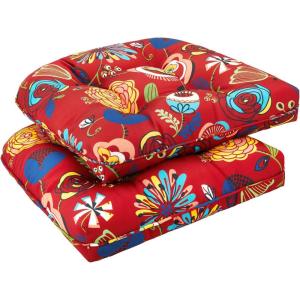 imagedownluxe Outdoor Chair Cushions Set of 2 for Patio Furniture Waterproof Tufted Overstuffed Patio Furniture Cushions Memory Foam Outdoor Seat Cushion 19quot X 19quot X 5quot KhakiSonia Scarlet
