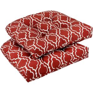 imagedownluxe Outdoor Chair Cushions Set of 2 for Patio Furniture Waterproof Tufted Overstuffed Patio Furniture Cushions Memory Foam Outdoor Seat Cushion 19quot X 19quot X 5quot KhakiRed Gourd