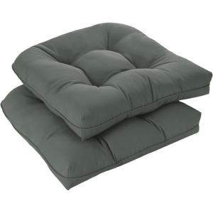 imagedownluxe Outdoor Chair Cushions Set of 2 for Patio Furniture Waterproof Tufted Overstuffed Patio Furniture Cushions Memory Foam Outdoor Seat Cushion 19quot X 19quot X 5quot KhakiDark Grey