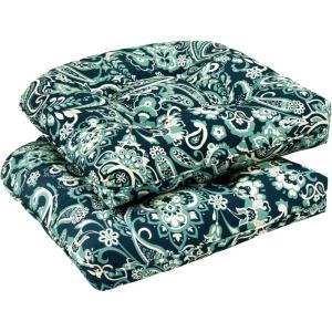 imagedownluxe Outdoor Chair Cushions Set of 2 for Patio Furniture Waterproof Tufted Overstuffed Patio Furniture Cushions Memory Foam Outdoor Seat Cushion 19quot X 19quot X 5quot KhakiGreen Paramecium