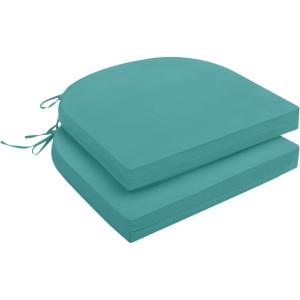 imagedownluxe Outdoor Chair Cushions Set of 4 for Patio Furniture WaterResistant Square Corner Patio Chair Cushions with Ties High Density Foam Outdoor Seat Cushion 185quot X 16quot X 3quot BlackTeal