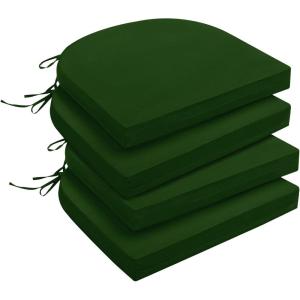 imagedownluxe Outdoor Chair Cushions Set of 4 for Patio Furniture WaterResistant Square Corner Patio Chair Cushions with Ties High Density Foam Outdoor Seat Cushion 185quot X 16quot X 3quot BlackForest Green