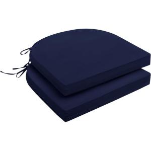 imagedownluxe Outdoor Chair Cushions Set of 4 for Patio Furniture WaterResistant Square Corner Patio Chair Cushions with Ties High Density Foam Outdoor Seat Cushion 185quot X 16quot X 3quot BlackNavy