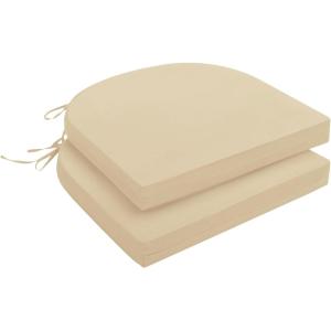 imagedownluxe Outdoor Chair Cushions Set of 4 for Patio Furniture WaterResistant Square Corner Patio Chair Cushions with Ties High Density Foam Outdoor Seat Cushion 185quot X 16quot X 3quot BlackBeige