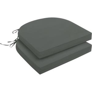 imagedownluxe Outdoor Chair Cushions Set of 4 for Patio Furniture WaterResistant Square Corner Patio Chair Cushions with Ties High Density Foam Outdoor Seat Cushion 185quot X 16quot X 3quot BlackDark Grey