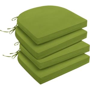 imagedownluxe Outdoor Chair Cushions Set of 4 for Patio Furniture WaterResistant Square Corner Patio Chair Cushions with Ties High Density Foam Outdoor Seat Cushion 185quot X 16quot X 3quot BlackSage Green