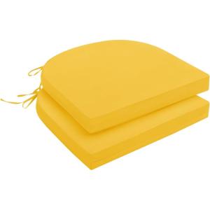 imagedownluxe Outdoor Chair Cushions Set of 4 for Patio Furniture WaterResistant Square Corner Patio Chair Cushions with Ties High Density Foam Outdoor Seat Cushion 185quot X 16quot X 3quot BlackYellow