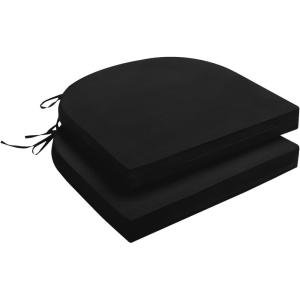 imagedownluxe Outdoor Chair Cushions Set of 4 for Patio Furniture WaterResistant Square Corner Patio Chair Cushions with Ties High Density Foam Outdoor Seat Cushion 185quot X 16quot X 3quot BlackBlack