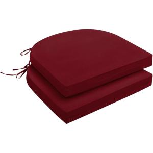 imagedownluxe Outdoor Chair Cushions Set of 4 for Patio Furniture WaterResistant Square Corner Patio Chair Cushions with Ties High Density Foam Outdoor Seat Cushion 185quot X 16quot X 3quot BlackBurgundy