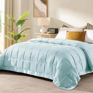 imagedownluxe Weighted Blanket King Size 18 lb Weighted Blanket with Glass Beads for All Season Machine Washable Heavy Blanket White 108 X 90 InchCool Blue